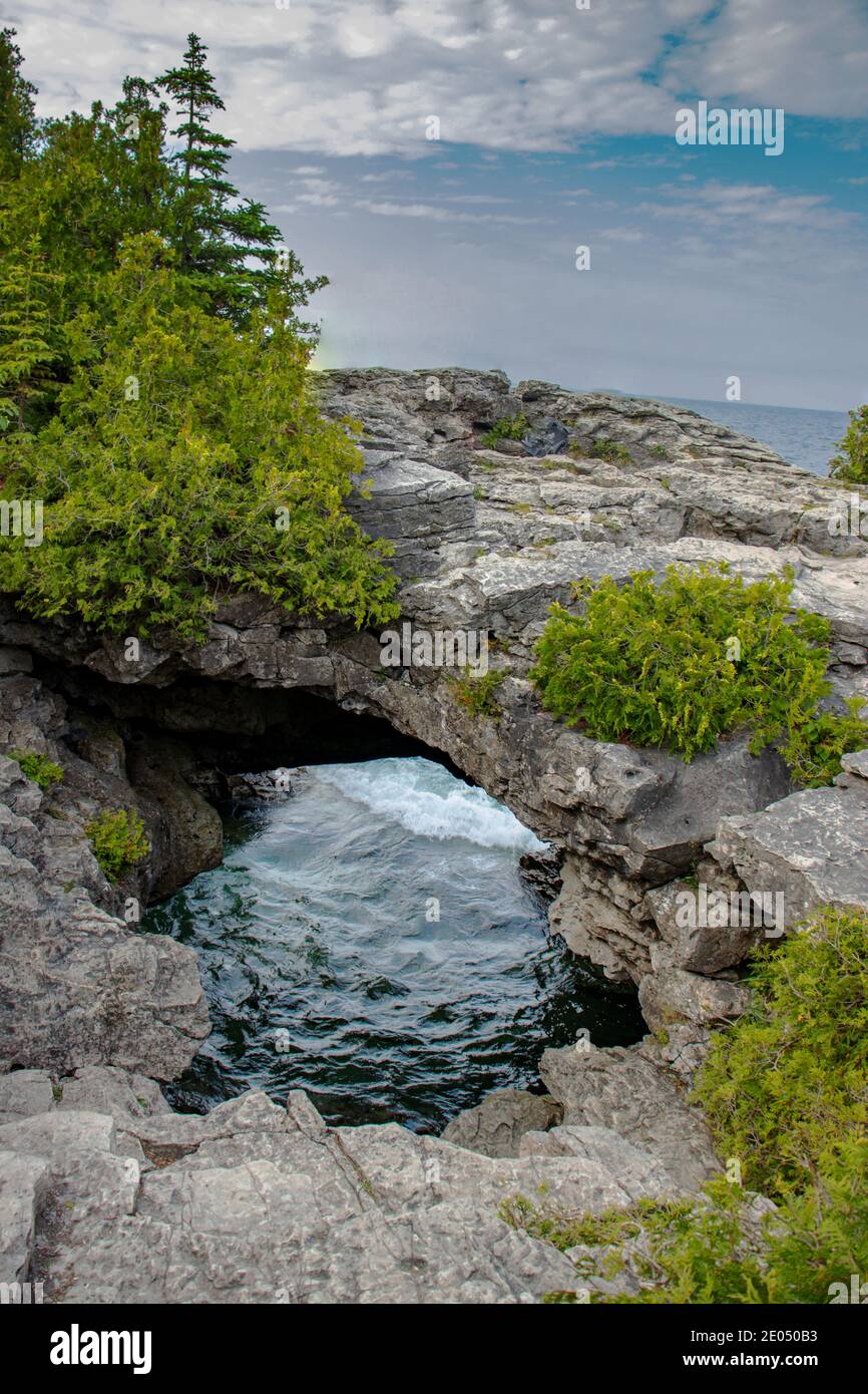 Deep cave formation near Grotto, Bay, ON. Spectacular scenery