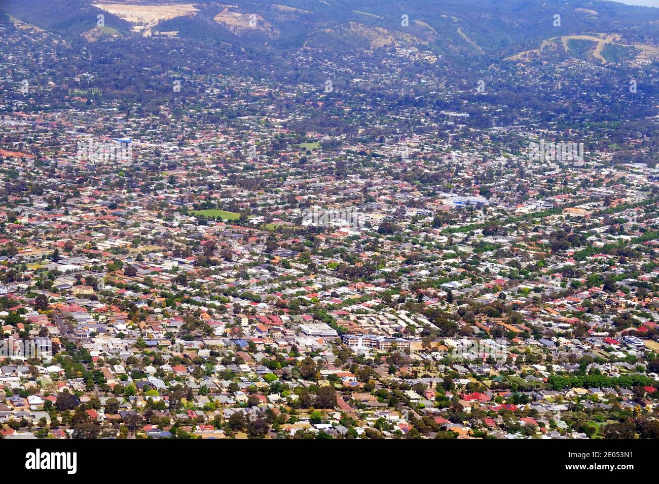 Aerial view of the North East suburbs of Adelaide Australia Stock Photo