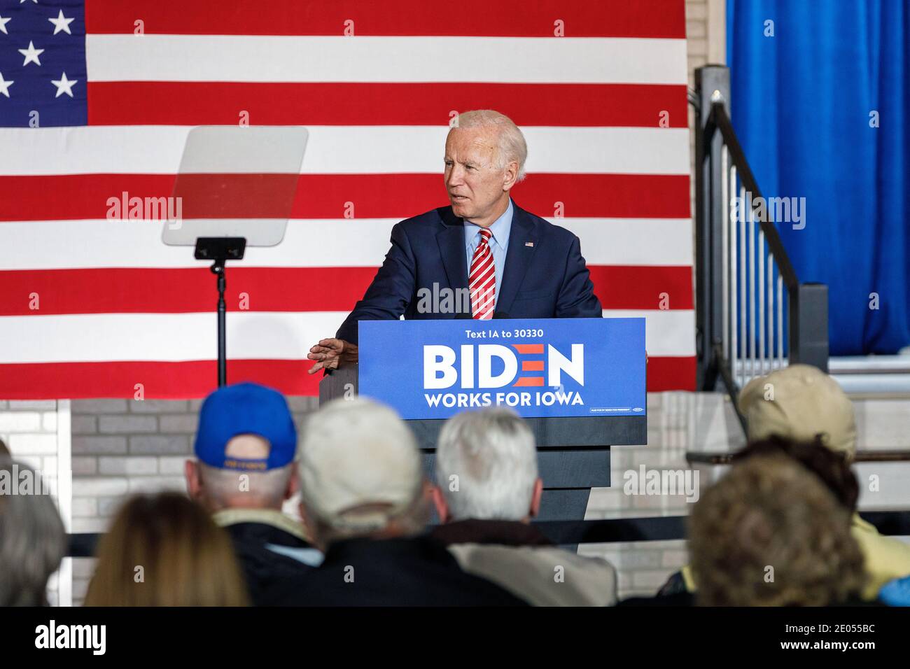 Former Vice President Joe Biden holding a presidential campaign rally at an event center in West Point, Iowa, USA. Stock Photo