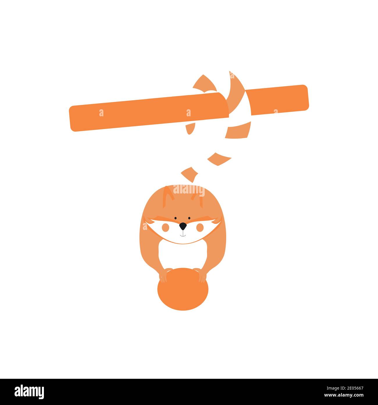 Fox. Isolated funny fox with a long striped tail. Stock Vector