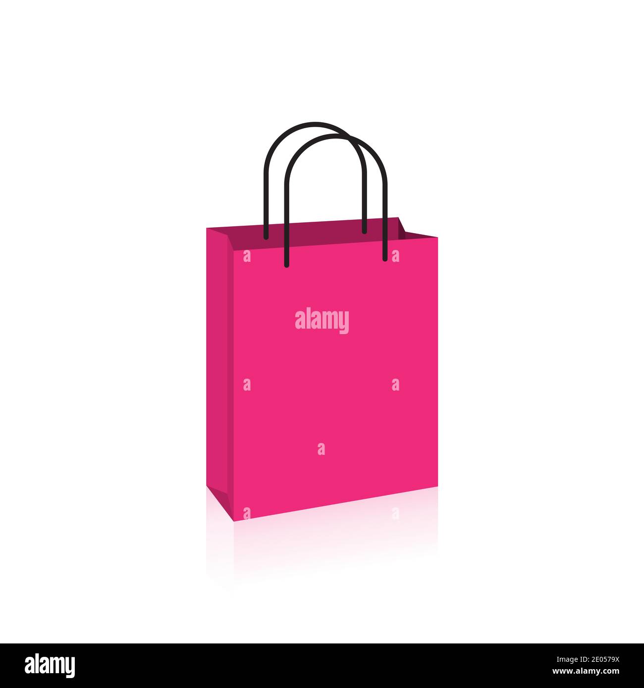 Blank Pink Paper Shopping Bag With Black Rope Handles Icon Vector For