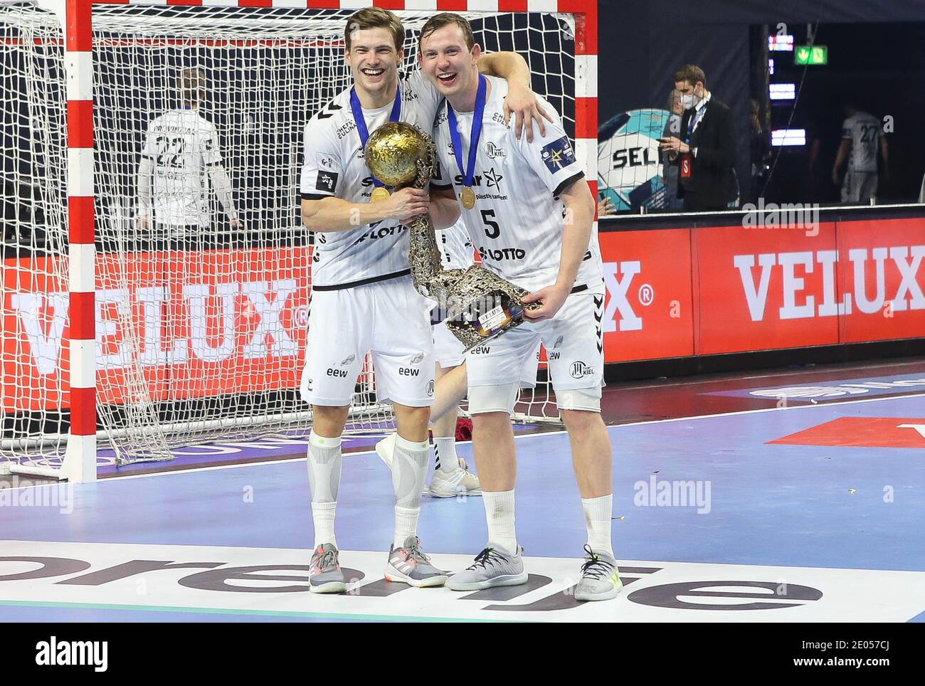 Sander Sagosen and Harald Reinkind of THW Kiel during the EHF Champions  League, Final Four, Final handball match between THW Kiel and FC Barcelona  on December 29, 2020 at Lanxess Arena in