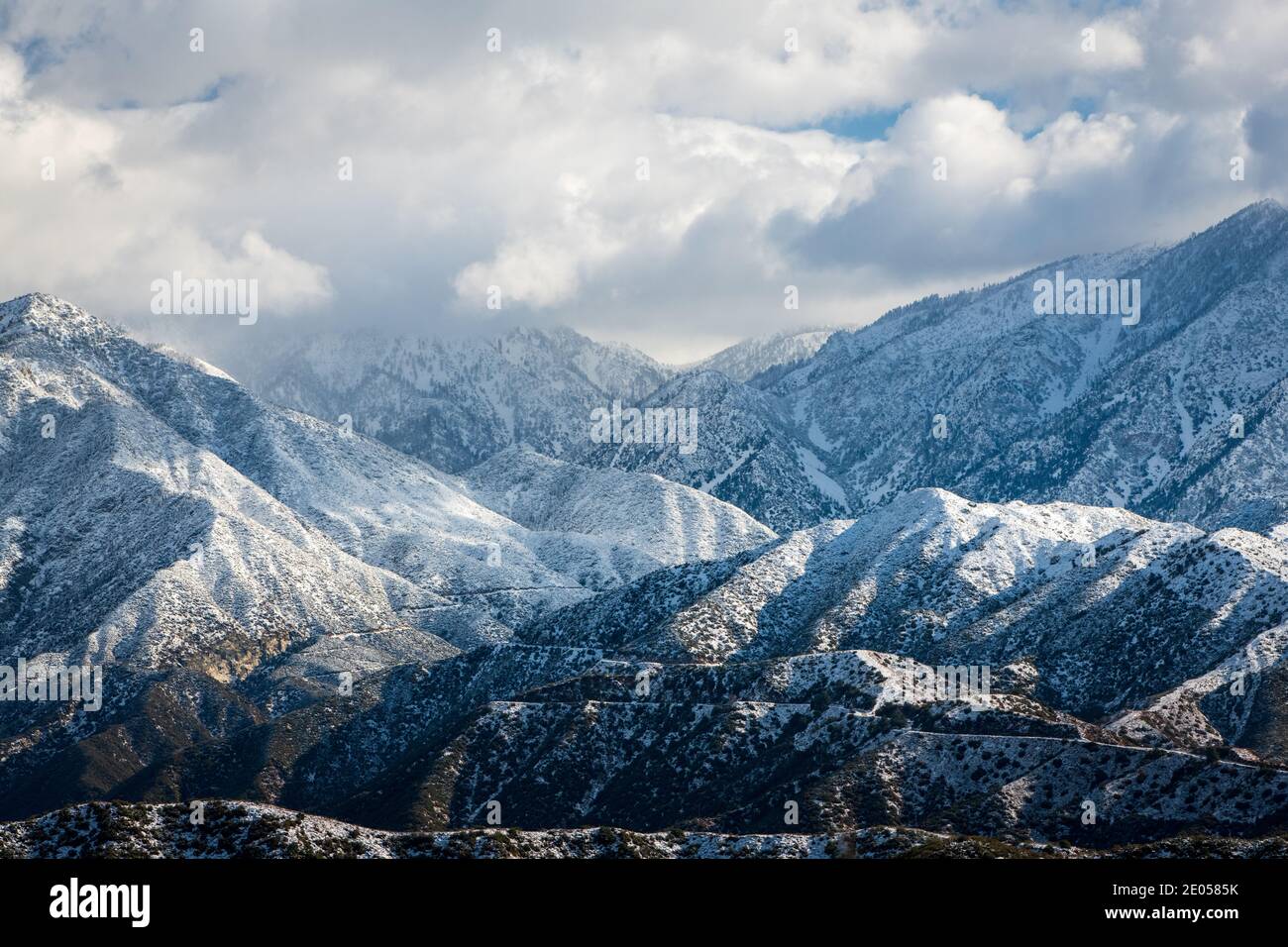San Gabriel Mountains after the first snow Stock Photo