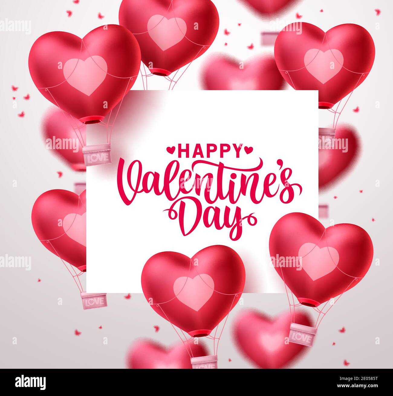 Valentines day heart balloons vector background. Happy valentines day ...