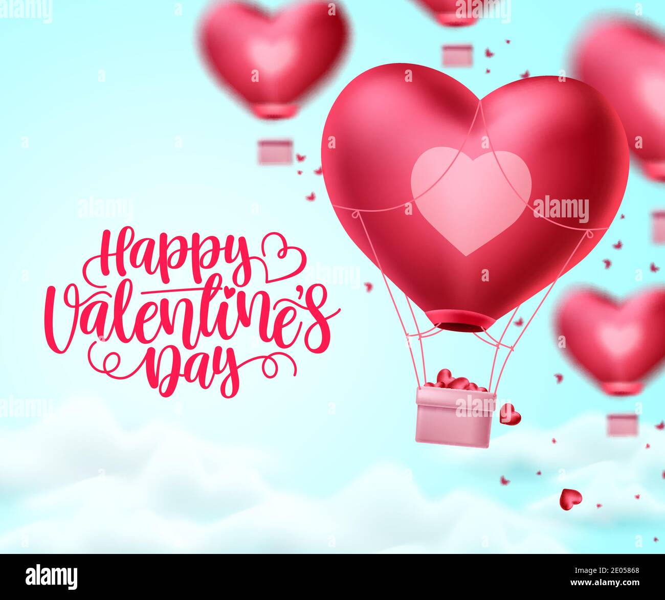 Happy valentines day heart balloon vector design. Valentines day ...