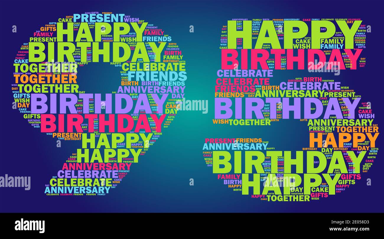 Happy 95th birthday word cloud colorful concept Stock Photo - Alamy