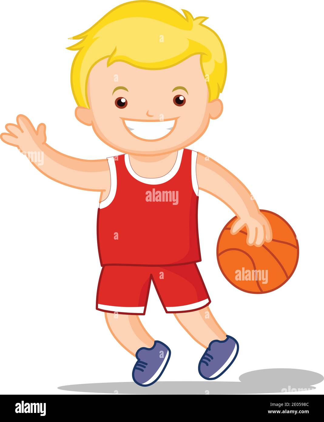 Basket ball kid Cartoon boy playing basket ball illustration Stock Vector