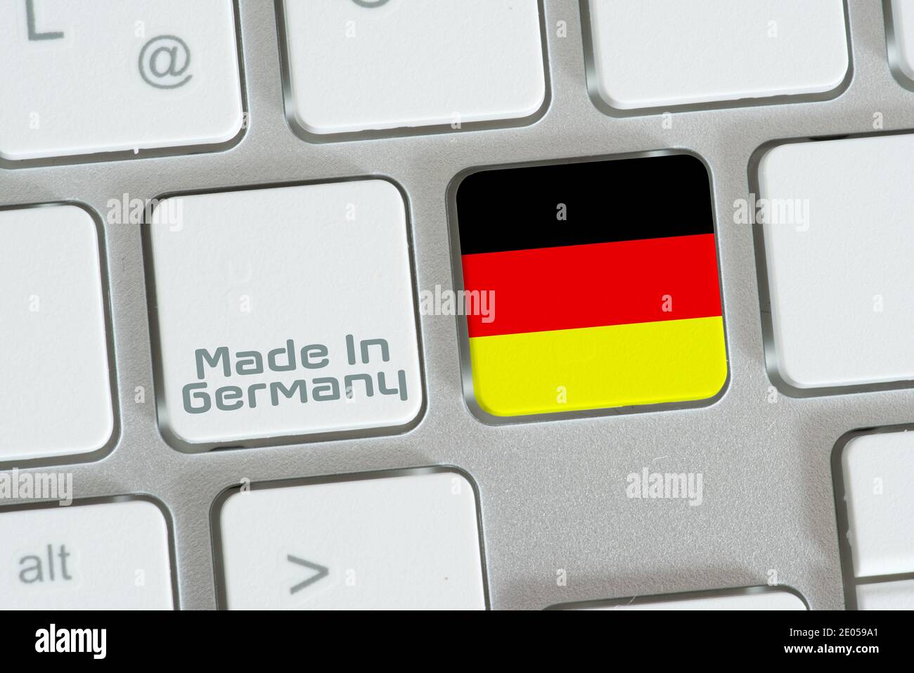 Computer and slogan Made in Germany Stock Photo