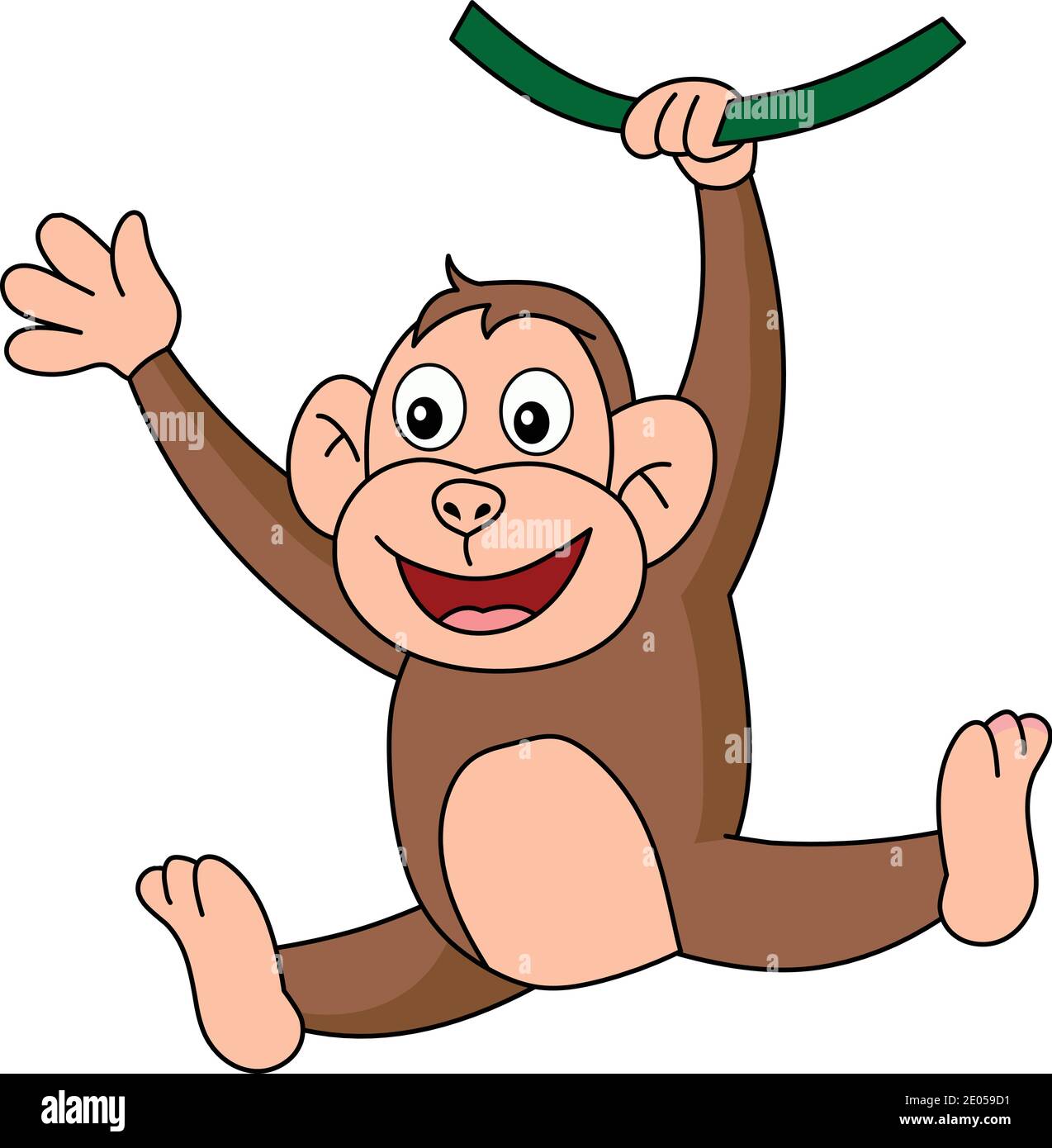 Monkey hanging on liana. Vector illustration. Cute animal. stock illustration Stock Vector