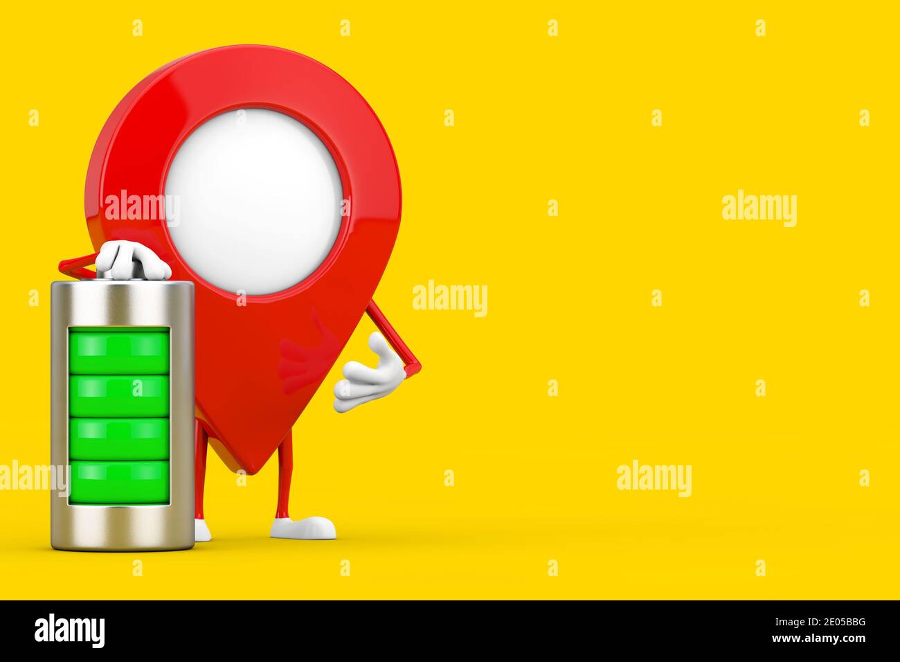 Map Pointer Pin Character Mascot with Abstract Charging Battery on a ...