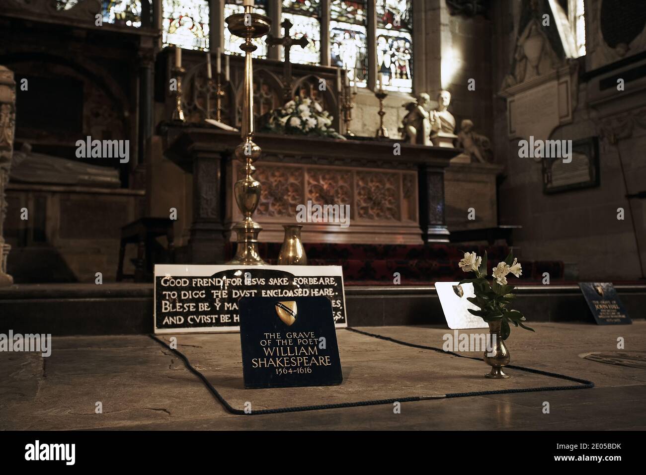 Great Britain/Stratford-upon-Avon / William Shakespeare Grave at the Holy Trinity Church in Stratford-upon-Avon. Stock Photo
