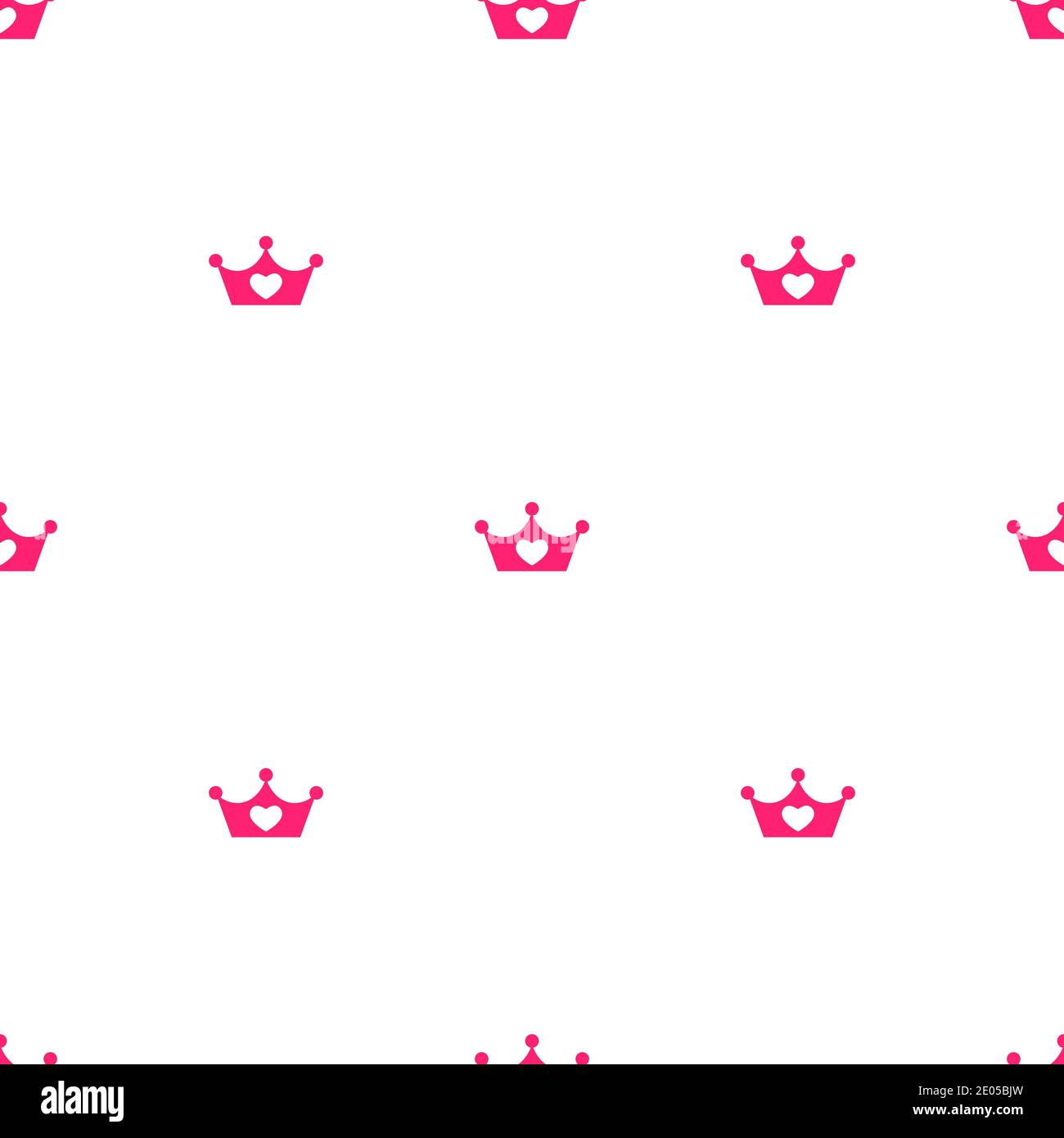 Seamless ornament with pink royal crowns isolated on white background.  Love, romantic wallpaper. Pink princess crown with heart. Vector cartoon  illust Stock Vector Image & Art - Alamy