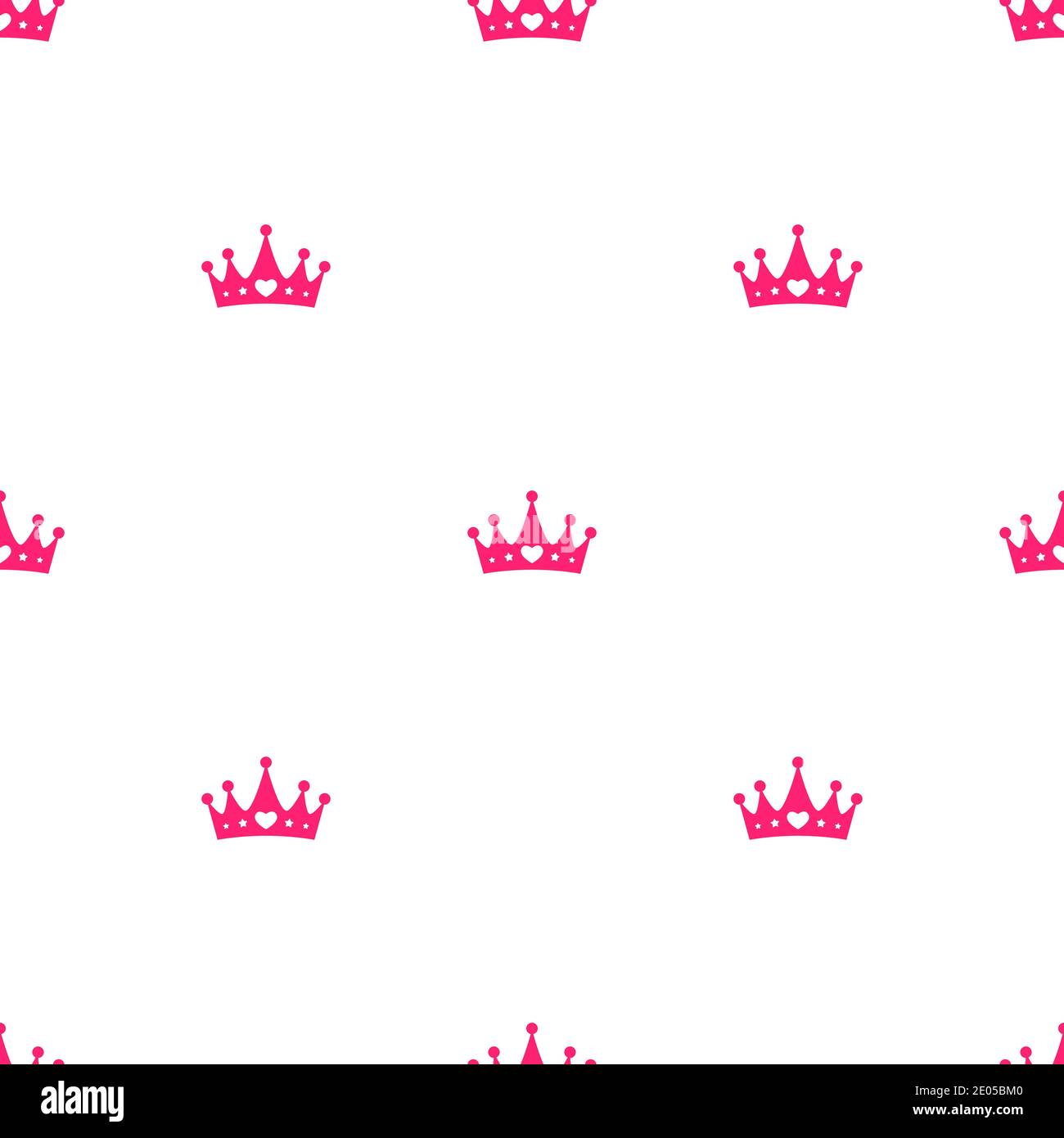 Seamless ornament with pink royal crowns isolated on white background.  Love, romantic wallpaper. Pink princess crown with heart. Vector cartoon  illust Stock Vector Image & Art - Alamy