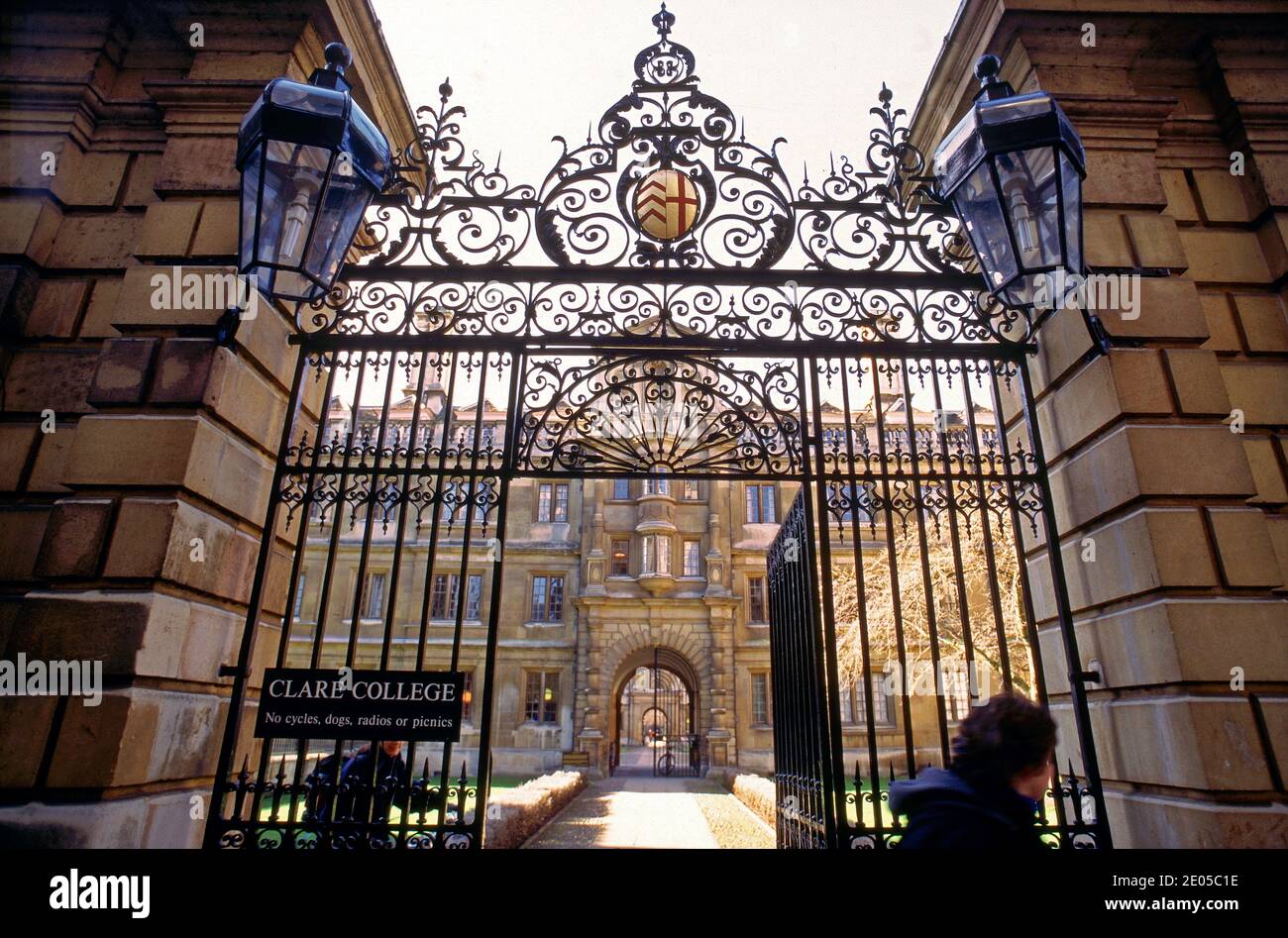 Clare College Cambridge University - main entrance to Clare College, part of the University of Cambridge, founded in 1326. Stock Photo