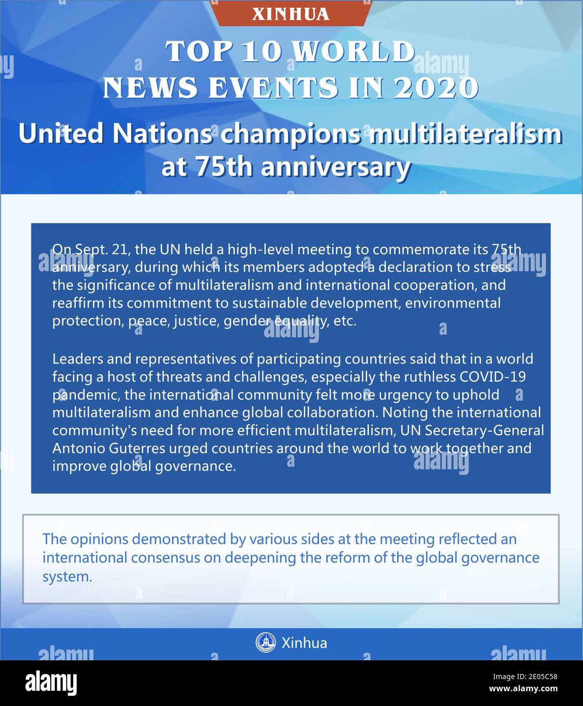 Beijing, China. 30th Dec, 2020. United Nations champions multilateralism at 75th anniversary Credit: Shi Manke/Xinhua/Alamy Live News Stock Photo