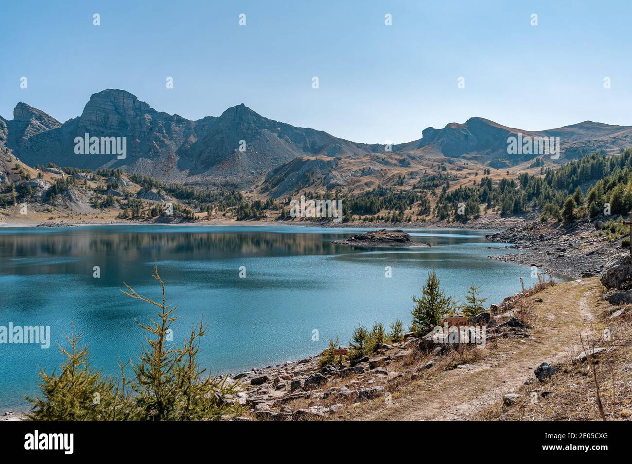 Natural lake in the mountains, lake Allos, France Stock Photo