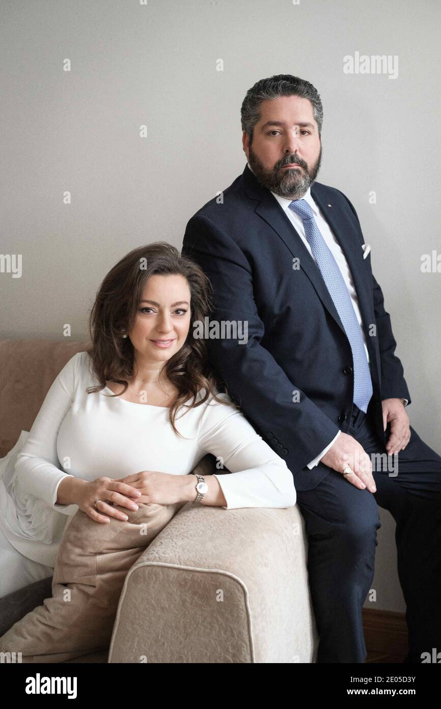 Photo session of Grand Duke George Mikhailovich of Russia, (Georgi Mikhailovich Romanov) heir to the throne of Russia poses with his companion Miss Rebecca Virginia Bettarini at their home in Moscow, on December 1st, 2020 in Russia. Miss Rebecca Virginia Bettarini converted to Orthodox religious, on July 12, 2020 at Saint Peter and Paul Cathedral in Saint Petersburg. Miss Rebecca Virginia Bettarini took the name Victoria Romanovna. Photo by Dimitri Revenko/DNphotography/ABACAPRESS.COM Stock Photo