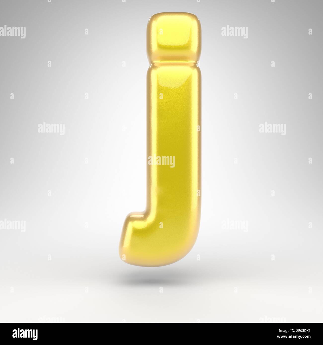 Letter J lowercase on white background. Yellow car paint 3D rendered ...