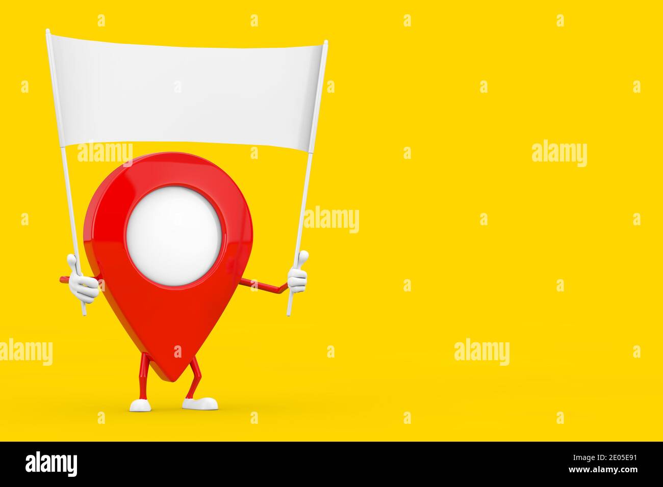 Character Map Blank Space Map Pointer Pin Character Mascot And Empty White Blank Banner With Free  Space For Your Design On A Yellow Background. 3D Rendering Stock Photo -  Alamy