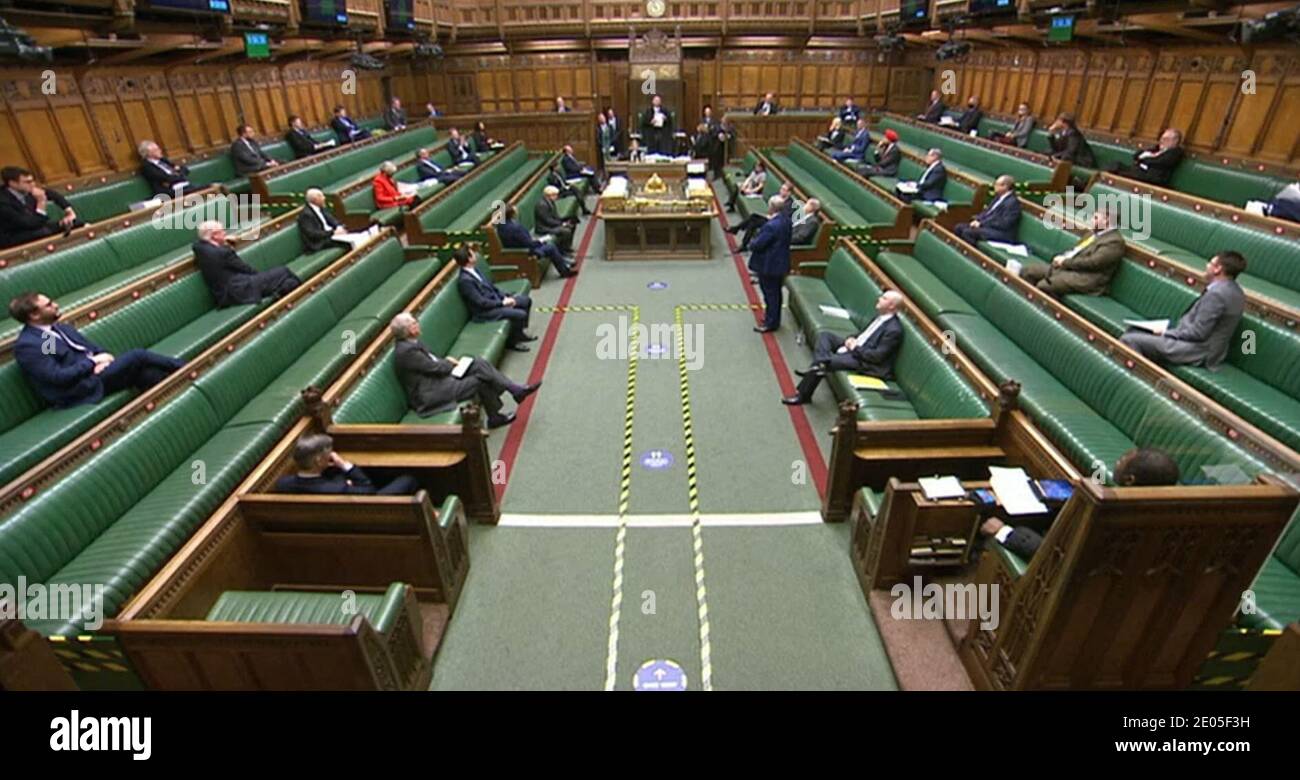 The chamber during the debate in the House of Commons on the EU (Future Relationship) Bill. Stock Photo