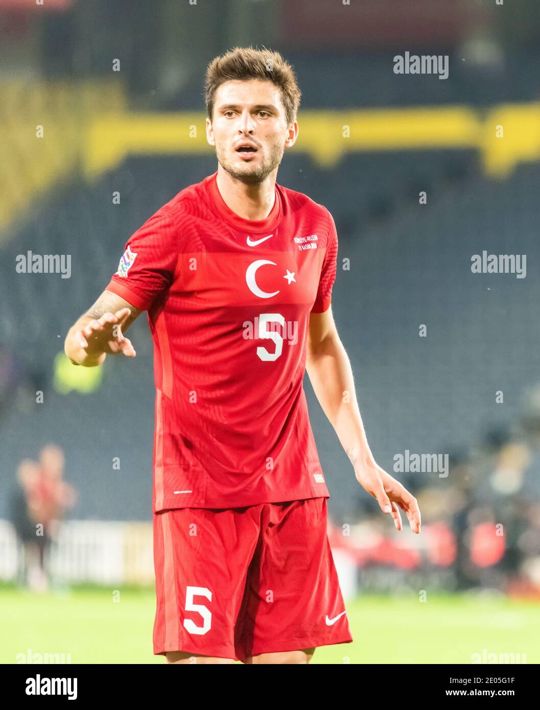 Istanbul, Turkey – November 15, 2020. Turkey national football team midfielder Okay Yokuslu during UEFA Nations League match Turkey vs Russia (3-2) in Stock Photo
