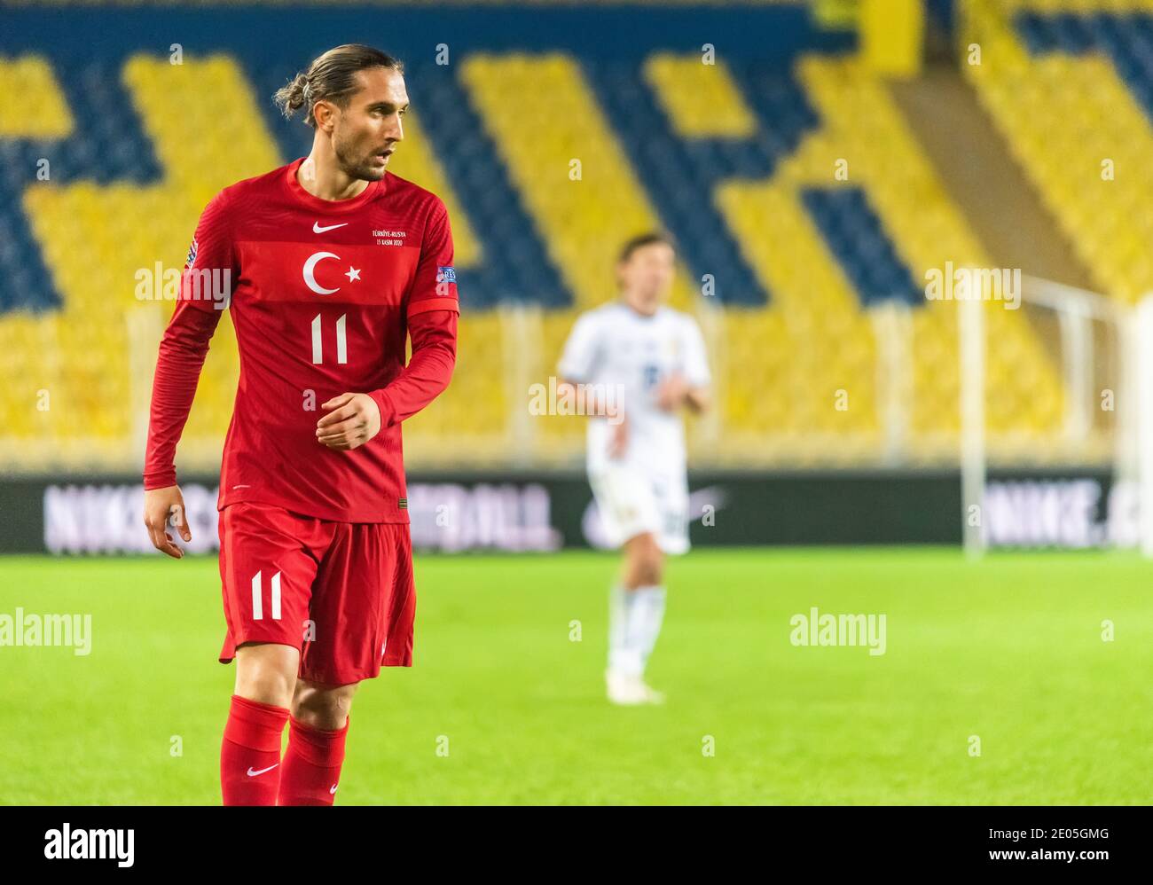 Istanbul, Turkey – November 15, 2020. Turkey national football team attacking midfielder Yusuf Yazici during UEFA Nations League match Turkey vs Russi Stock Photo