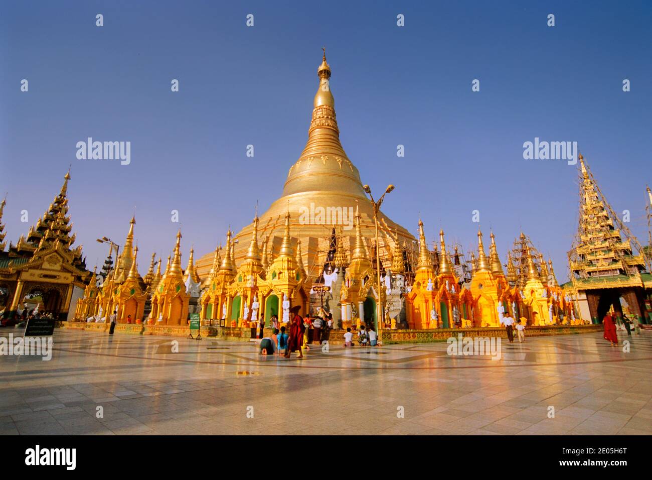 Shwedagon Pagoda at sunrise, Yangon, Myanmar Stock Photo