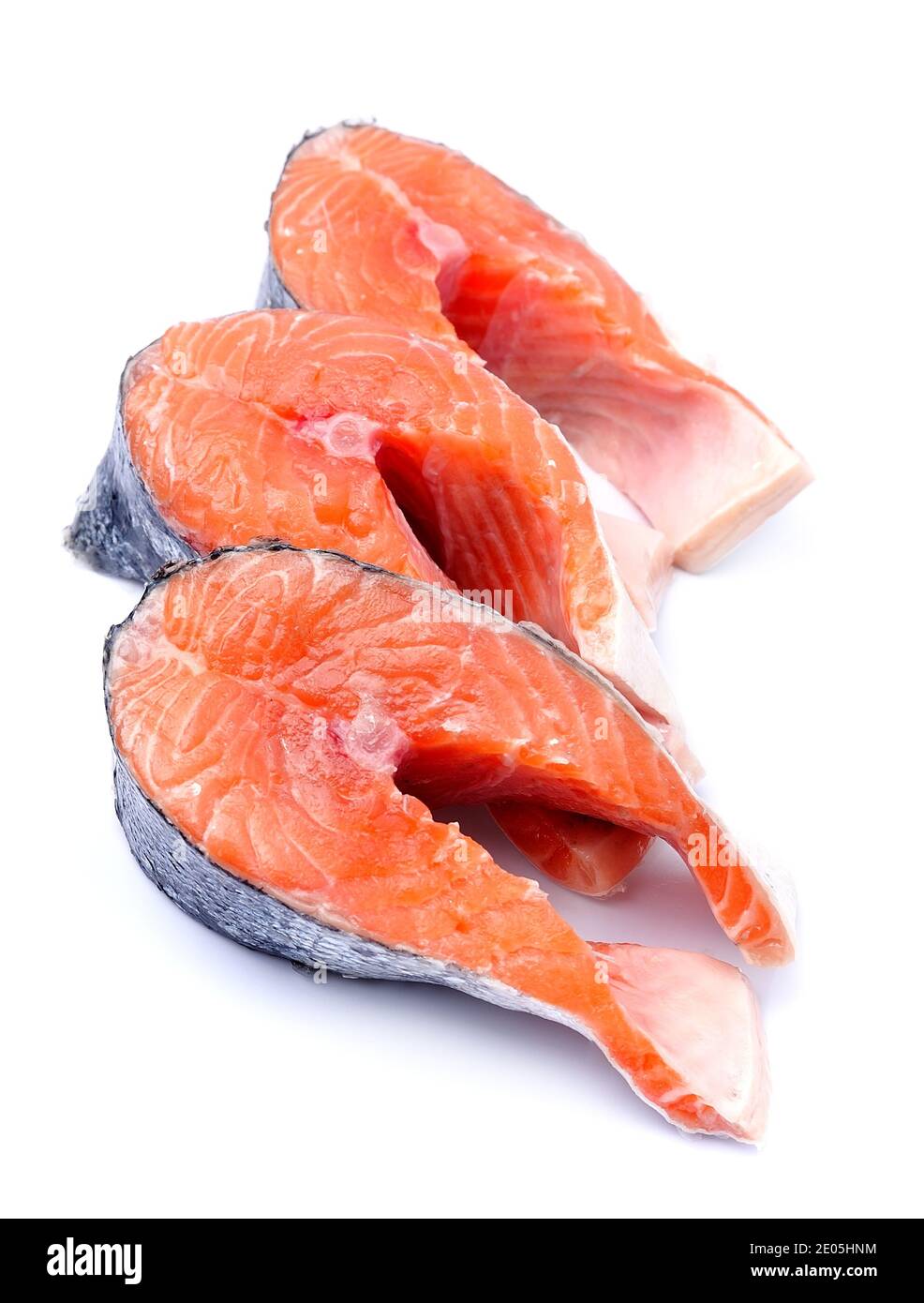 Raw steak salmon fish. Red fish closeup on white Stock Photo - Alamy