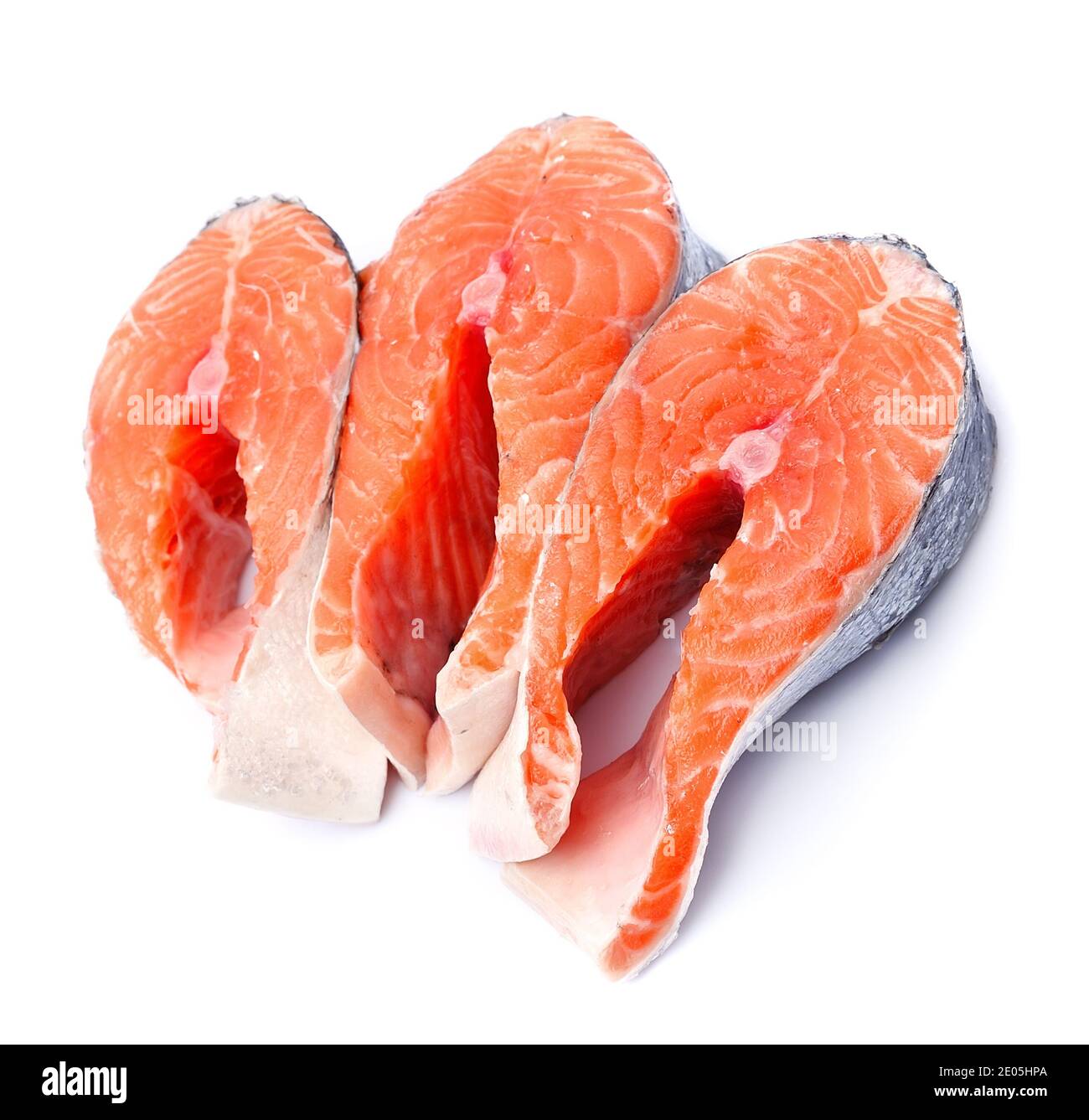 Raw steak salmon fish. Red fish closeup on white Stock Photo - Alamy
