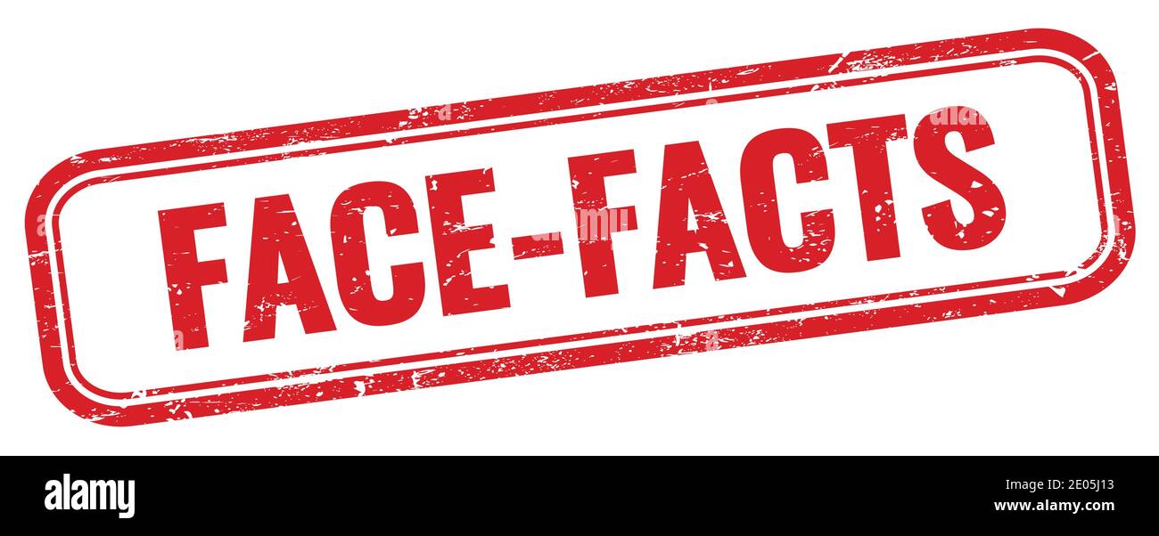 FACE-FACTS text on red grungy rectangle stamp. Stock Photo