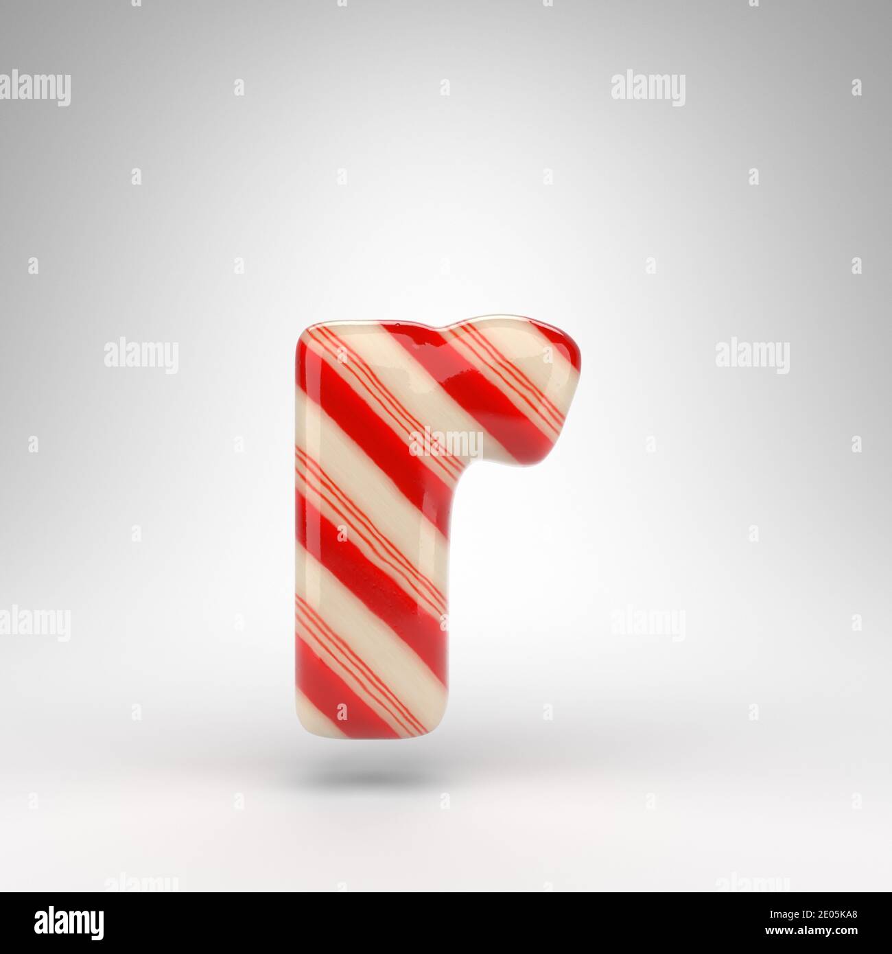 Letter R lowercase on white background. Candy cane 3D rendered font ...