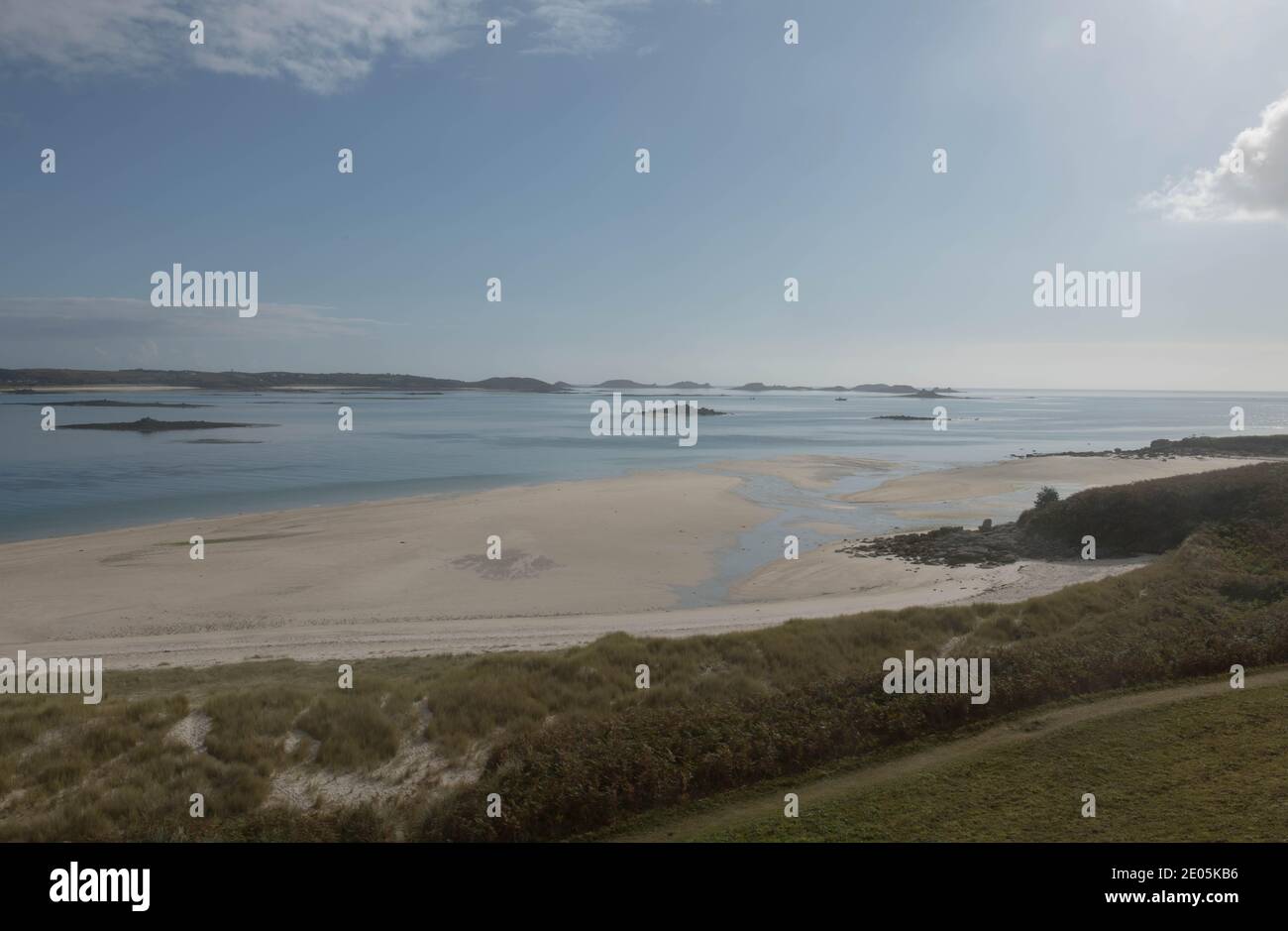 Panoramic View of the Landscape of Blockhouse Beach with Sea and