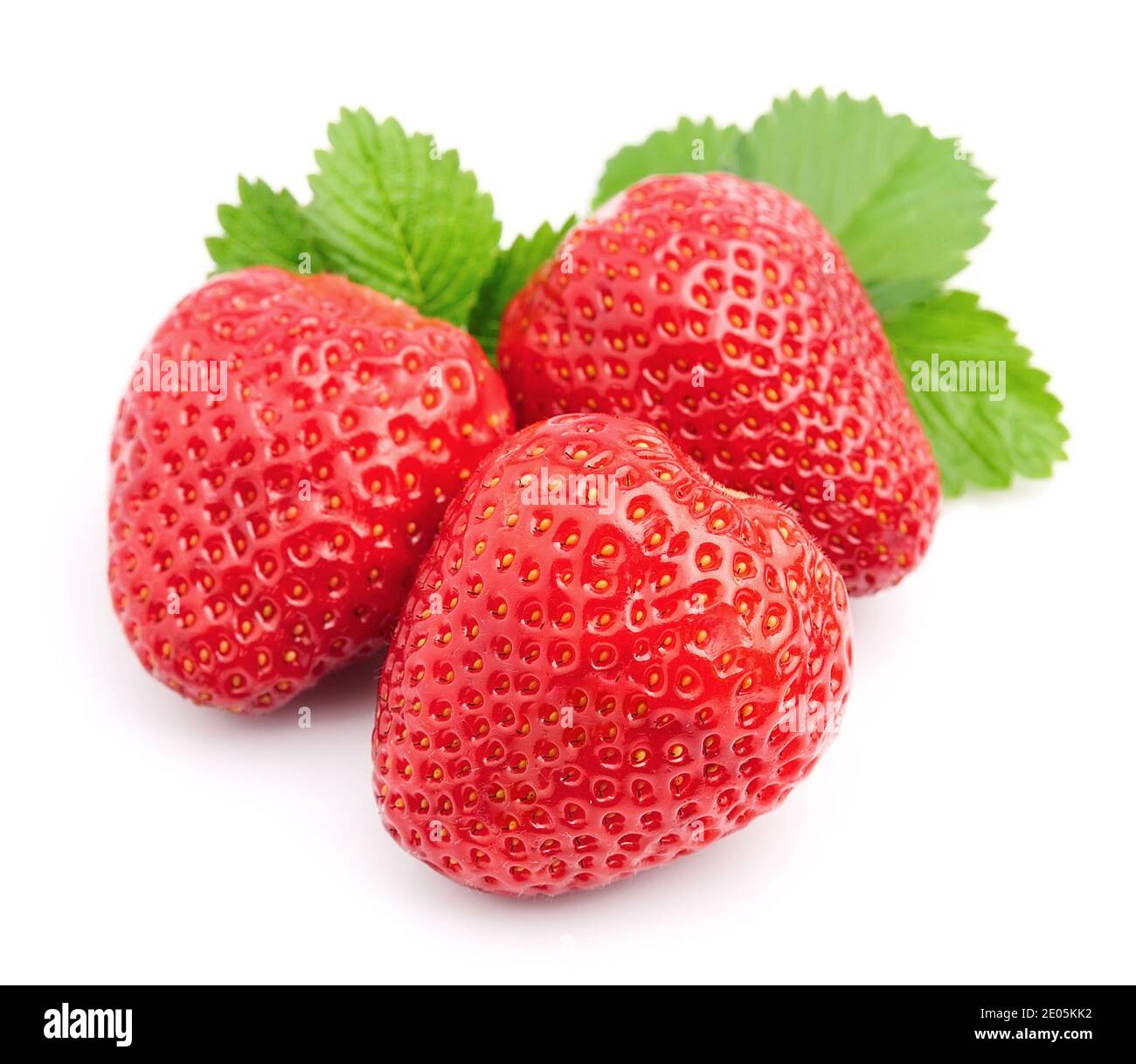 Ripe strawberry on white background Stock Photo - Alamy