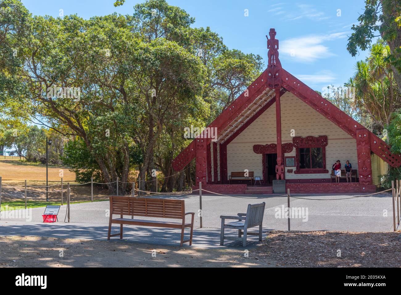 WAITANGI, NEW ZEALAND, FEBRUARY 18, 2020: wharenui community house at Waitangi treaty grounds in New Zealand Stock Photo