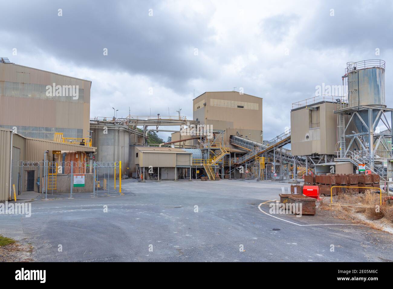WAIHI, NEW ZEALAND, FEBRUARY 16, 2020: Ore processing plant at Waihi, New Zealand Stock Photo