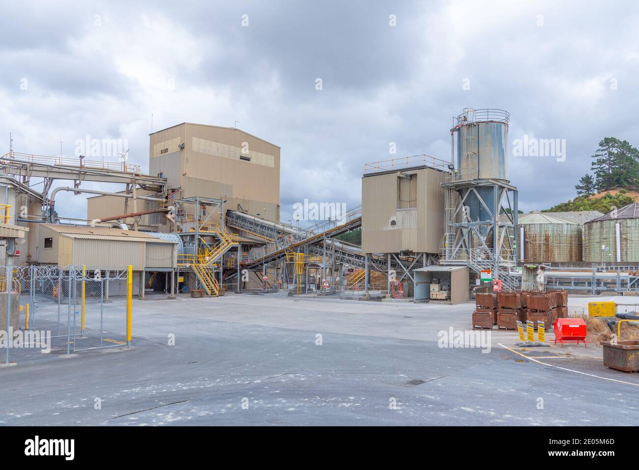 WAIHI, NEW ZEALAND, FEBRUARY 16, 2020: Ore processing plant at Waihi, New Zealand Stock Photo