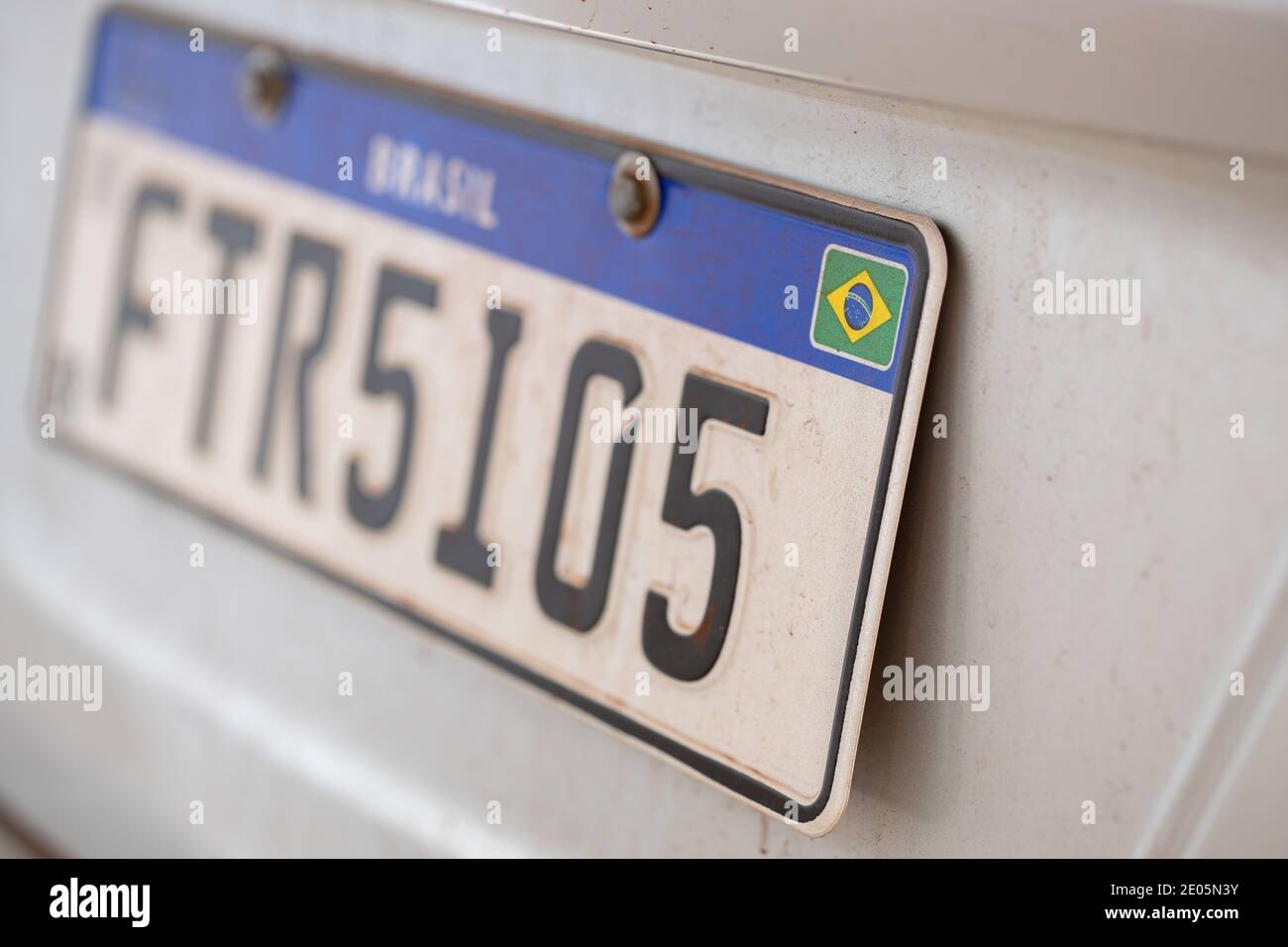 Cassilandia, Mato Grosso do Sul, Brazil - 2020 12 23: New license plate standard implemented in the member countries of the Mercosur with selective fo Stock Photo