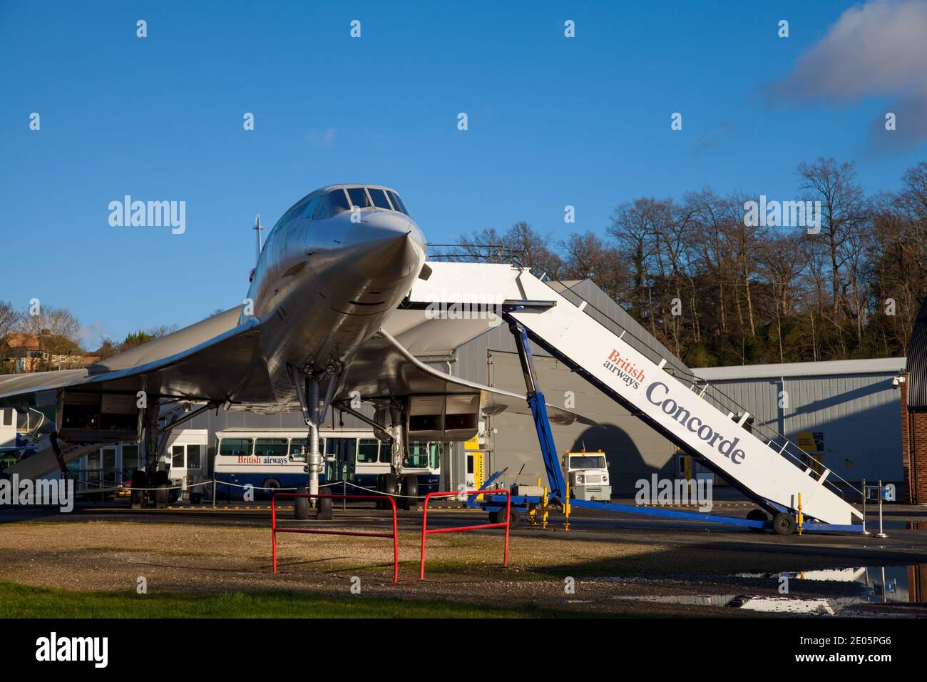 Concorde at Brooklands Museum, Elmbridge, Surrey, UK, Autumn Winter December 2020 Stock Photo