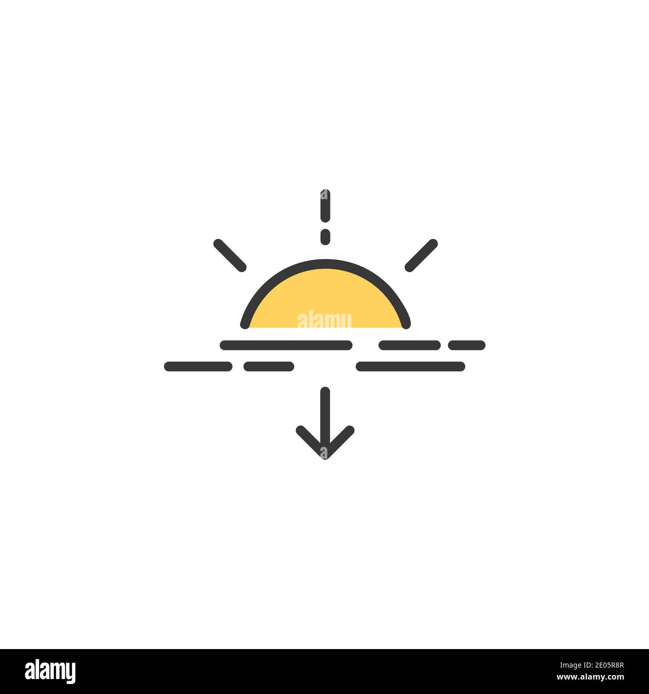 Sunset. Filled color icon. Isolated weather vector illustration Stock ...