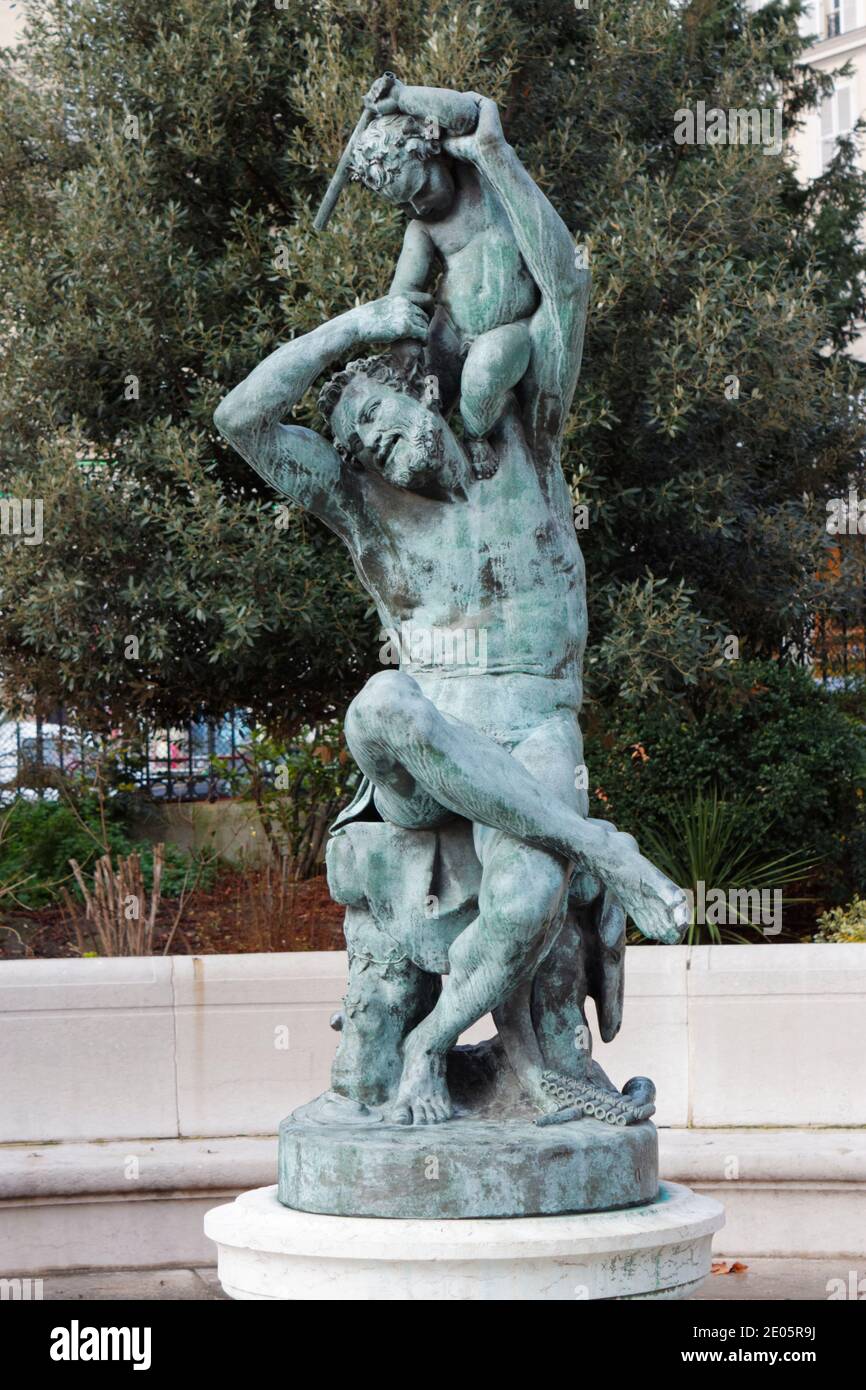 'The childhood of Bacchus' statue by Jean-Joseph Perraud (1819-76), Palais Galliera, Paris, France Stock Photo