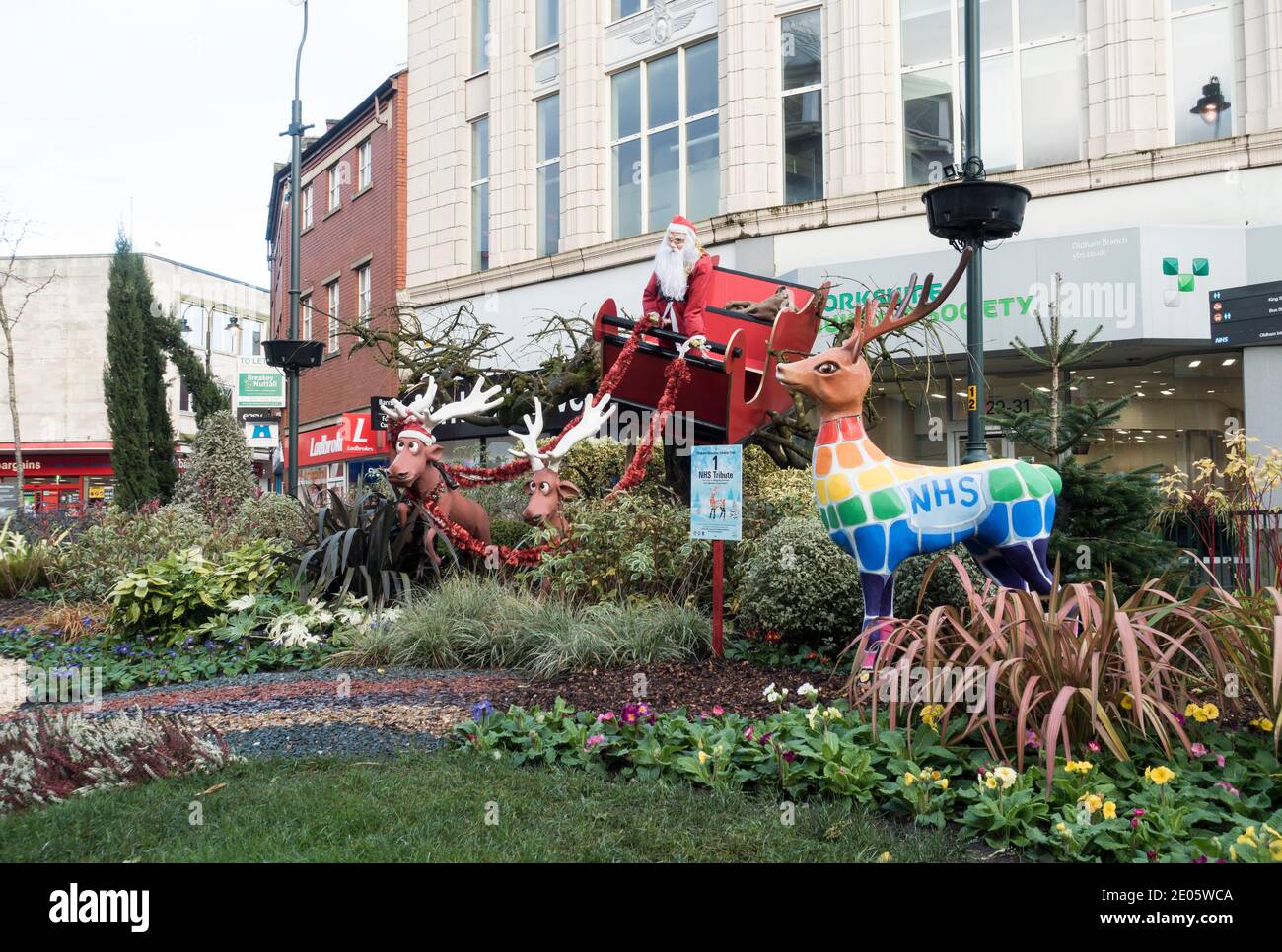 Oldham Town Centre Christmas decorations, Oldham, Greater Manchester