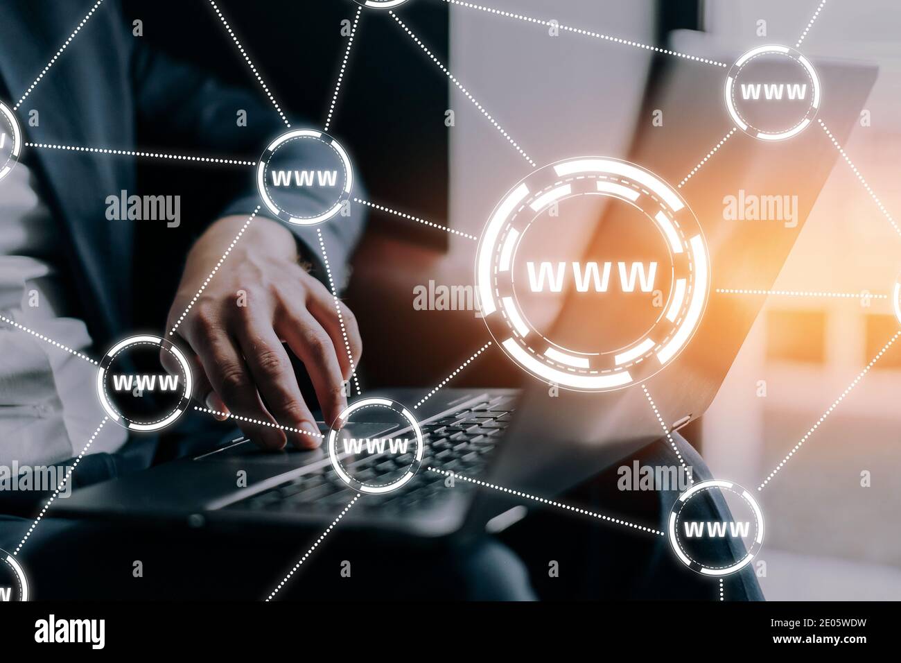 WWW - World Wide Web on the global Internet. Stock Photo