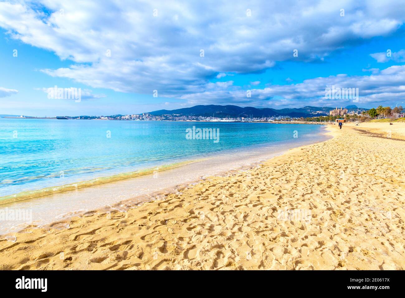 Platja de Can Pere Antoni beach and azure sea water, Mallorca, Spain Stock Photo