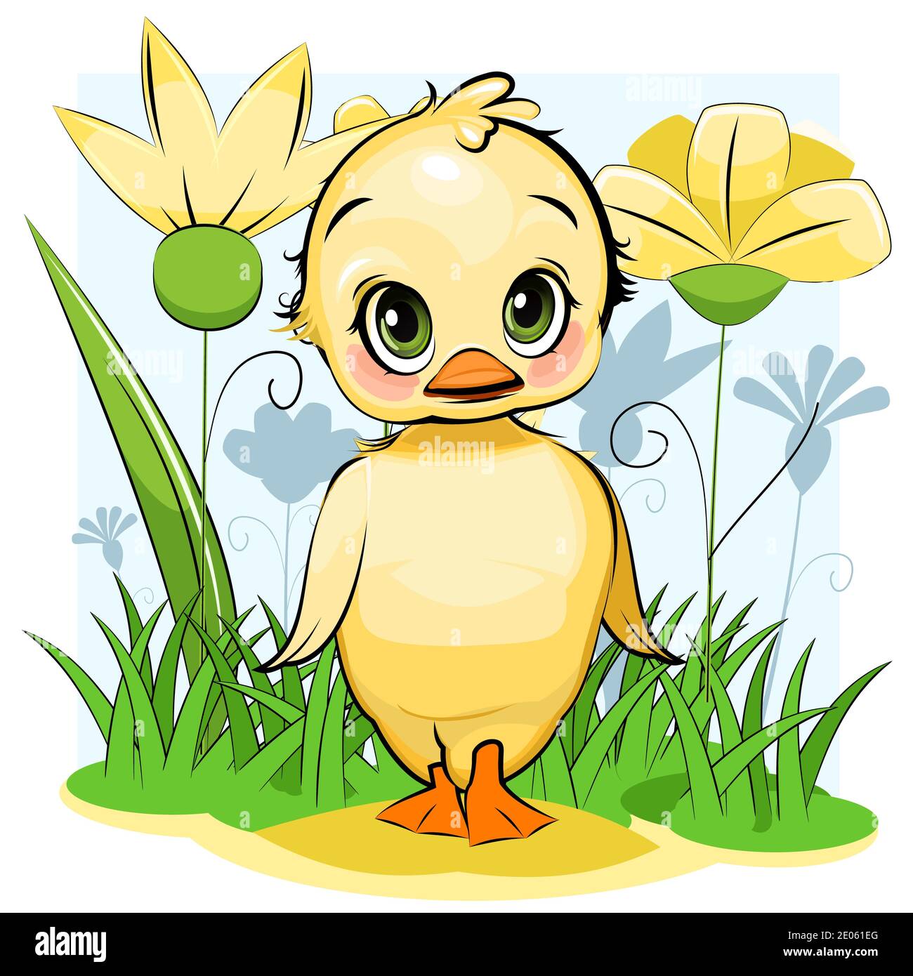 duckling girl. Funny chick. Cute and funny baby bird. The isolated object  on a white background. Illustration. Cartoon style Stock Photo - Alamy