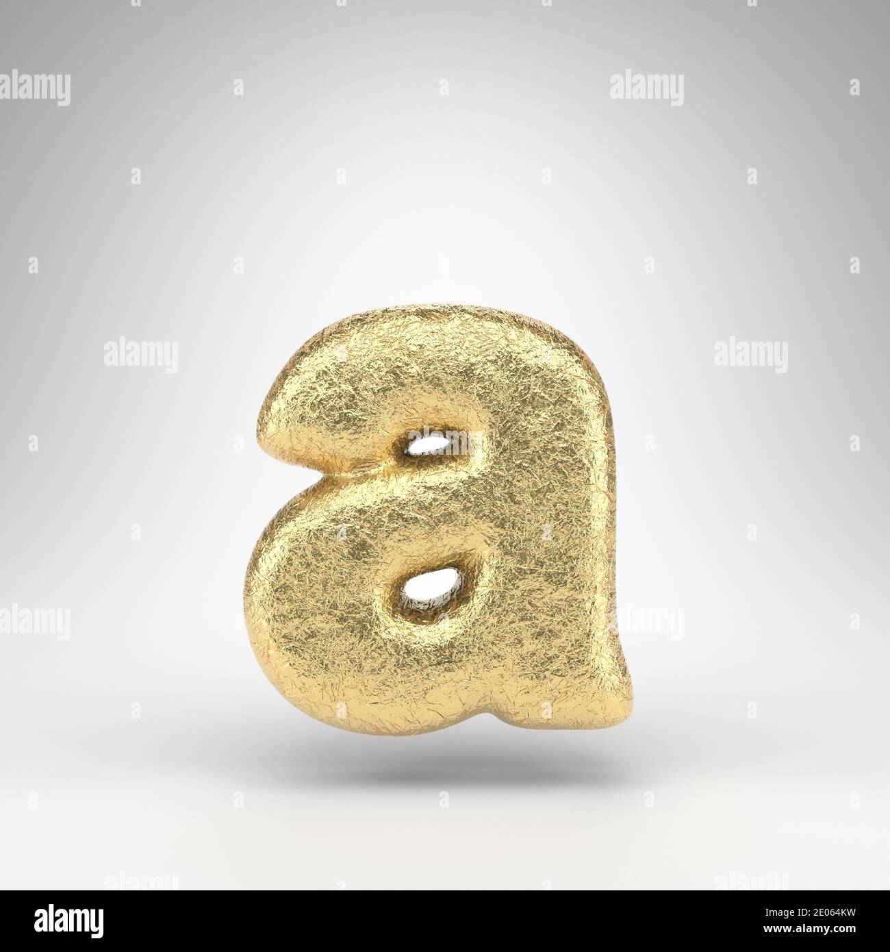 Letter A lowercase on white background. Creased golden foil 3D rendered ...