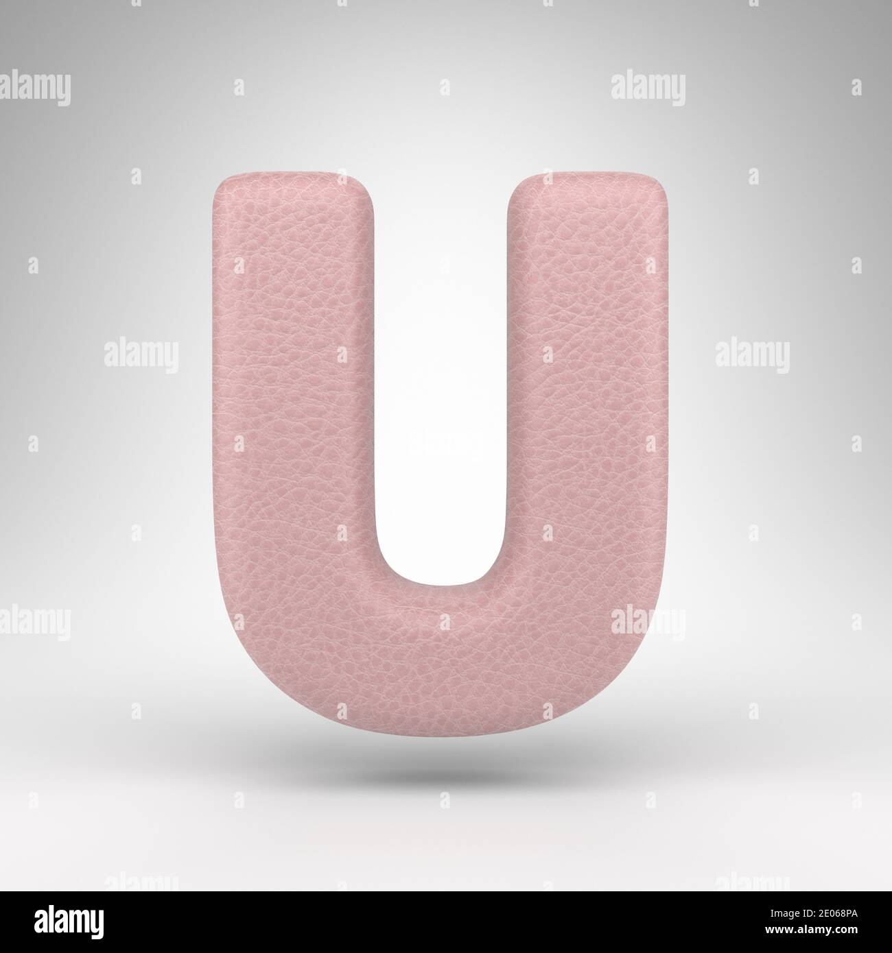 Letter U uppercase on white background. Pink leather 3D rendered font ...