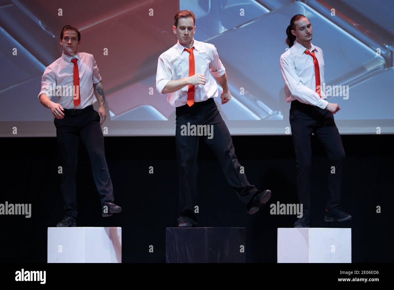 Dancer Actors perform on the theater stage in a dance show musical ...