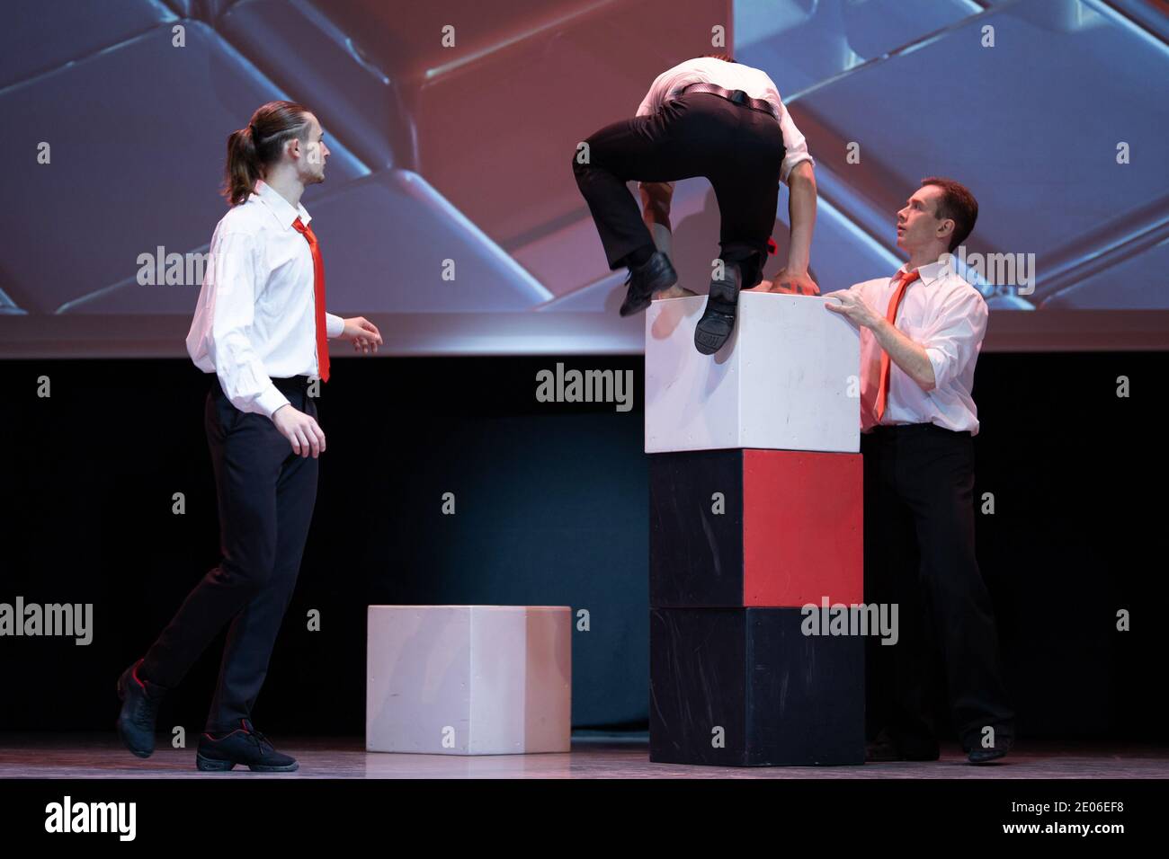 Dancer Actors perform on the theater stage in a dance show musical ...
