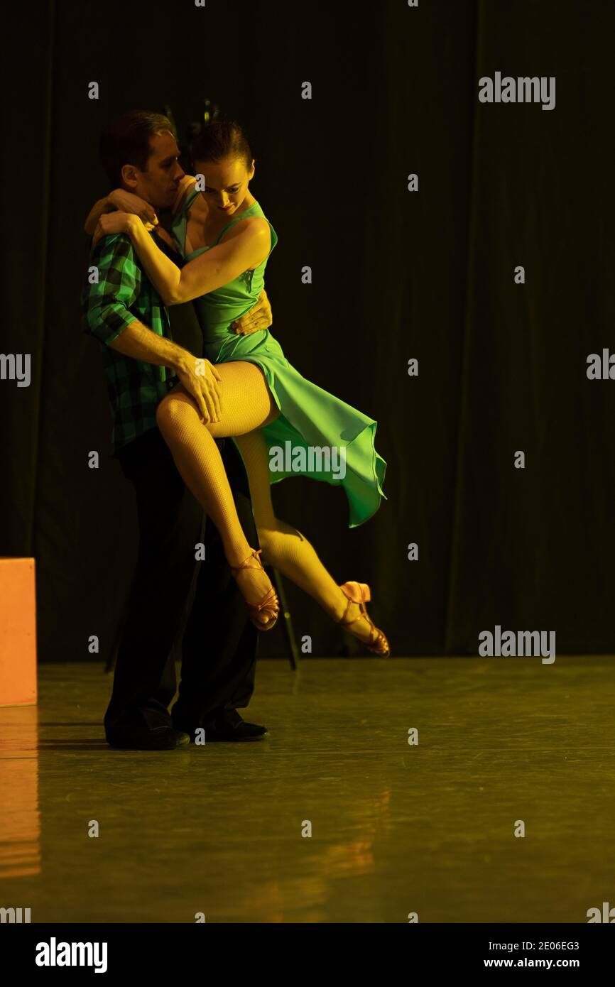Dancer Actors perform on the theater stage in a dance show musical ...