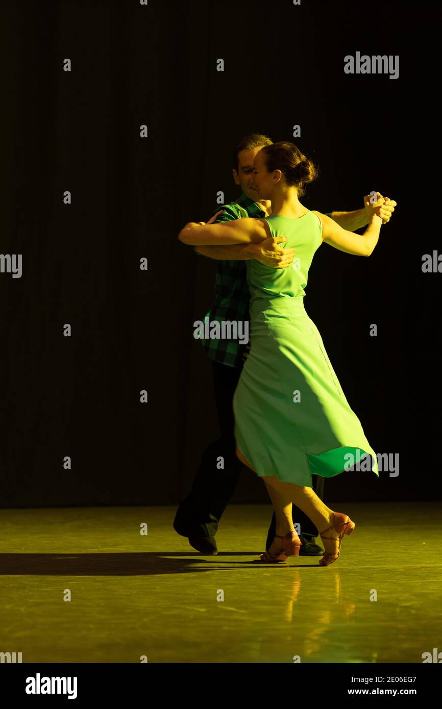 Dancer Actors perform on the theater stage in a dance show musical ...
